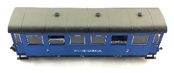 <b>LGB 3163</b><br>Zillertalbahn<br>Personenwagen blau<br><br><br><br><br>Zustand: 1-2 mit Originalverpackung<br>Preis: 120,00 €<br><br><b><b><font color=#cc0000></font></b></b><br>
